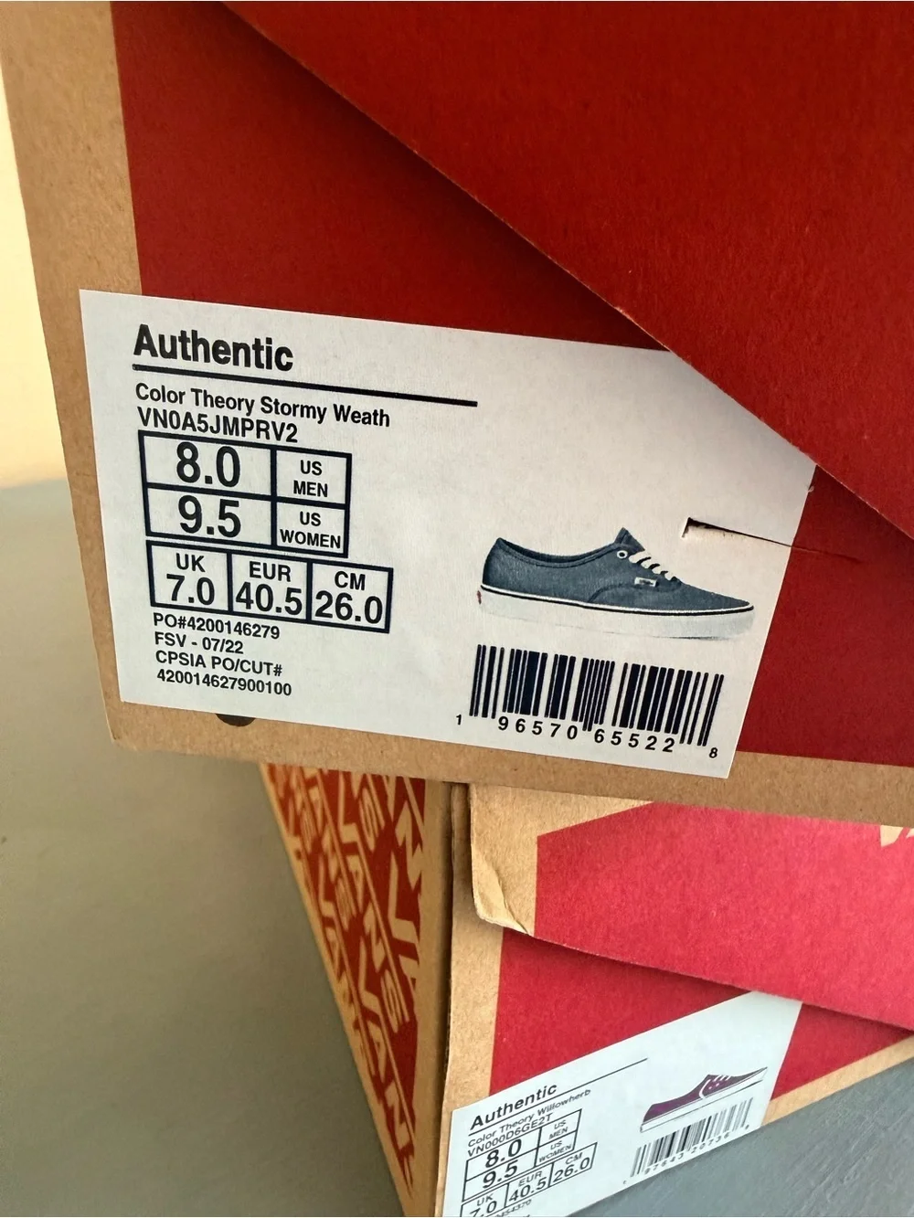 NWT Vans Authentic Color Theory Stormy Weather Slate Grey Women 9.5/Men 8